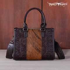 Trinity Ranch Hair On Cowhide Tooling Concealed Carry Tote/Crossbody