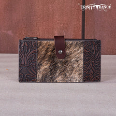 Trinity Ranch Genuine Hair-On Cowhide Tooled Bi-Fold Wallet/Card