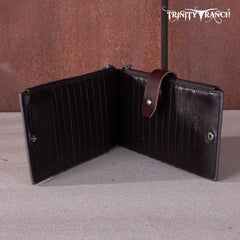 Trinity Ranch Genuine Hair-On Cowhide Tooled Bi-Fold Wallet/Card