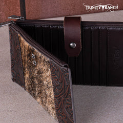 Trinity Ranch Genuine Hair-On Cowhide Tooled Bi-Fold Wallet/Card