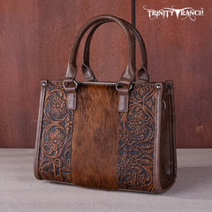 Trinity Ranch Hair On Cowhide Tooling Concealed Carry Tote/Crossbody