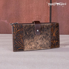 Trinity Ranch Genuine Hair-On Cowhide Tooled Bi-Fold Wallet/Card