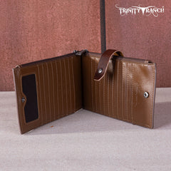 Trinity Ranch Genuine Hair-On Cowhide Tooled Bi-Fold Wallet/Card