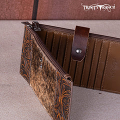 Trinity Ranch Genuine Hair-On Cowhide Tooled Bi-Fold Wallet/Card