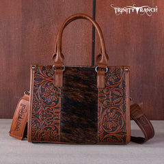 Trinity Ranch Hair On Cowhide Tooling Concealed Carry Tote/Crossbody