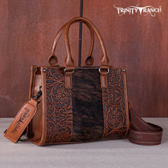 Trinity Ranch Hair On Cowhide Tooling Concealed Carry Tote/Crossbody