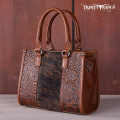 Trinity Ranch Hair On Cowhide Tooling Concealed Carry Tote/Crossbody