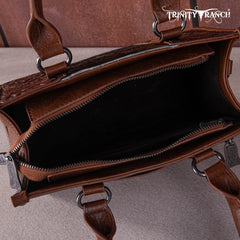 Trinity Ranch Hair On Cowhide Tooling Concealed Carry Tote/Crossbody