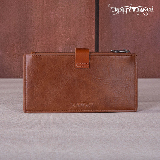 Trinity Ranch Genuine Hair-On Cowhide Tooled Bi-Fold Wallet/Card