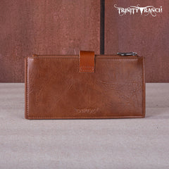 Trinity Ranch Genuine Hair-On Cowhide Tooled Bi-Fold Wallet/Card