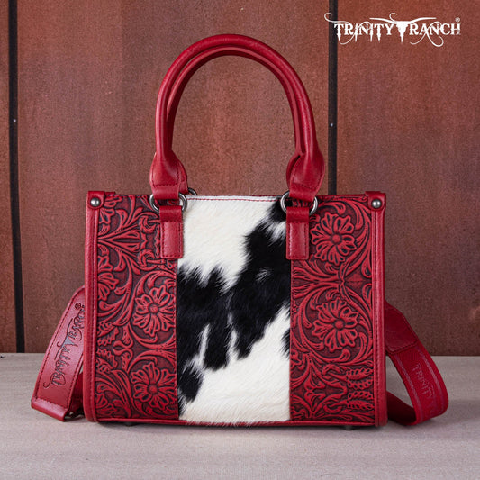 Trinity Ranch Hair On Cowhide Tooling Concealed Carry Tote/Crossbody