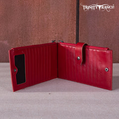 Trinity Ranch Genuine Hair-On Cowhide Tooled Bi-Fold Wallet/Card