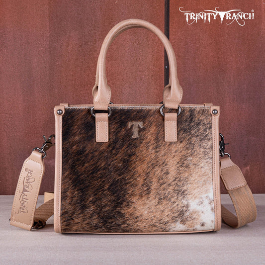 Trinity Ranch Hair On Cowhide Tooling Concealed Carry Tote/Crossbody