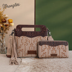 Wrangler Tooled Fringe Crossbody Bag