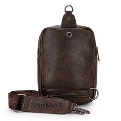 TR179-185 Trinity Ranch Genuine Hair-On Cowhide Tooled Sling Bag