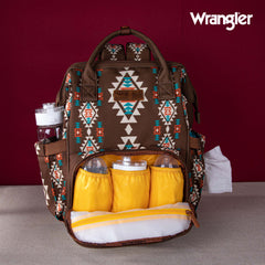 2024 New Wrangler Aztec Southwestern Pattern Dual Sided Print Multi-function Backpack-COFFEE