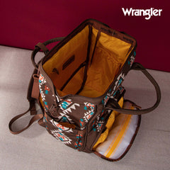 2024 New Wrangler Aztec Southwestern Pattern Dual Sided Print Multi-function Backpack-COFFEE