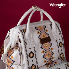 2024 New Wrangler Aztec Southwestern Pattern Dual Sided Print Multi-function Backpack-TAN