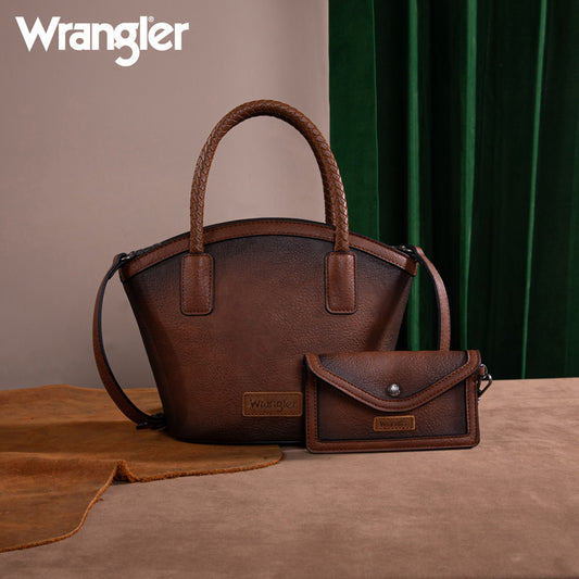 Wrangler Braided Ombre Leather Tote Bag Set