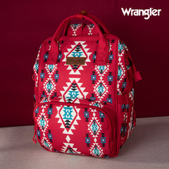 2024 New Wrangler Aztec Southwestern Pattern Dual Sided Print Multi-function Backpack-Red