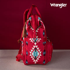 2024 New Wrangler Aztec Southwestern Pattern Dual Sided Print Multi-function Backpack-Red