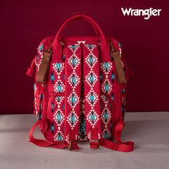 2024 New Wrangler Aztec Southwestern Pattern Dual Sided Print Multi-function Backpack-Red