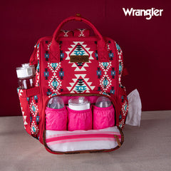 2024 New Wrangler Aztec Southwestern Pattern Dual Sided Print Multi-function Backpack-Red