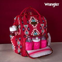 2024 New Wrangler Aztec Southwestern Pattern Dual Sided Print Multi-function Backpack-Red