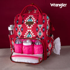 2024 New Wrangler Aztec Southwestern Pattern Dual Sided Print Multi-function Backpack-Red