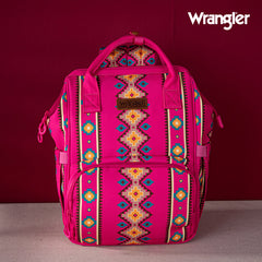 2024 New Wrangler Aztec Southwestern Pattern Dual Sided Print Multi-function Backpack-Hot Pink