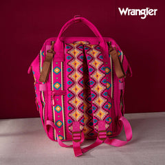 2024 New Wrangler Aztec Southwestern Pattern Dual Sided Print Multi-function Backpack-Hot Pink