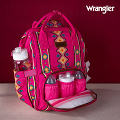 2024 New Wrangler Aztec Southwestern Pattern Dual Sided Print Multi-function Backpack-Hot Pink