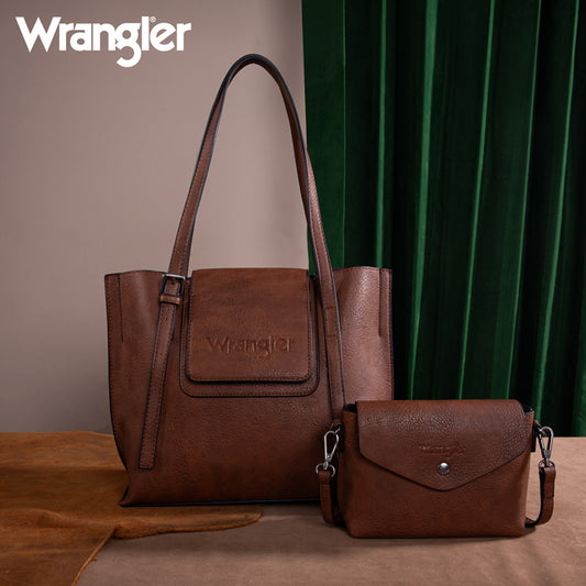 Wrangler Flap Leather Tote Bag Set