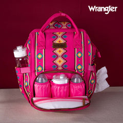 2024 New Wrangler Aztec Southwestern Pattern Dual Sided Print Multi-function Backpack-Hot Pink