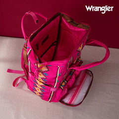 2024 New Wrangler Aztec Southwestern Pattern Dual Sided Print Multi-function Backpack-Hot Pink