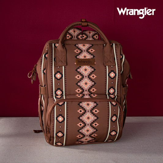 2024 New Wrangler Aztec Southwestern Pattern Dual Sided Print Multi-function Backpack-Camel