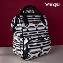 2024 New Wrangler Aztec Southwestern Pattern Dual Sided Print Multi-function Backpack-BLACK