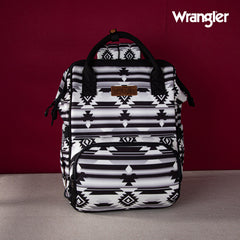 2024 New Wrangler Aztec Southwestern Pattern Dual Sided Print Multi-function Backpack-BLACK