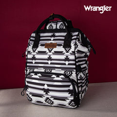 2024 New Wrangler Aztec Southwestern Pattern Dual Sided Print Multi-function Backpack-BLACK