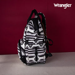 2024 New Wrangler Aztec Southwestern Pattern Dual Sided Print Multi-function Backpack-BLACK