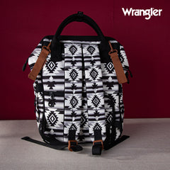 2024 New Wrangler Aztec Southwestern Pattern Dual Sided Print Multi-function Backpack-BLACK