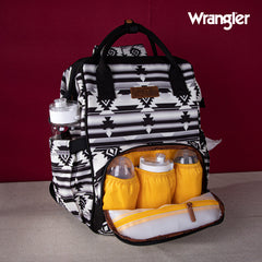 2024 New Wrangler Aztec Southwestern Pattern Dual Sided Print Multi-function Backpack-BLACK