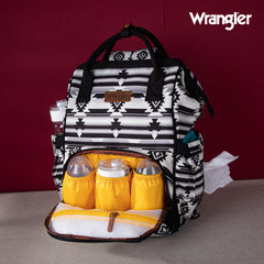 2024 New Wrangler Aztec Southwestern Pattern Dual Sided Print Multi-function Backpack-BLACK