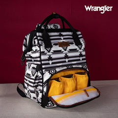 2024 New Wrangler Aztec Southwestern Pattern Dual Sided Print Multi-function Backpack-BLACK