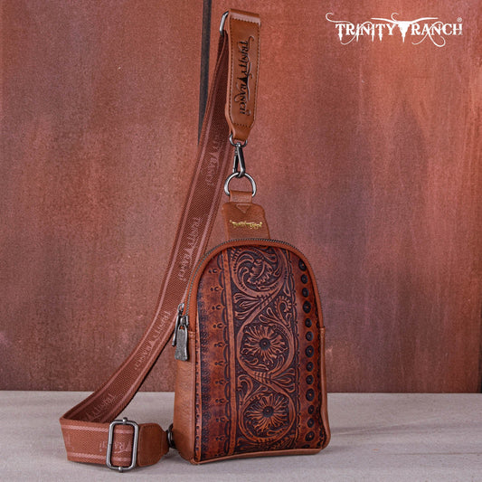 Trinity Ranch Floral Tooled  Collection Sling Bag