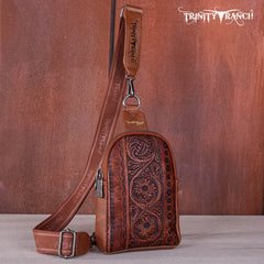 Trinity Ranch Floral Tooled  Collection Sling Bag