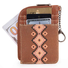 WG2203-W005 2023 Fall New Wrangler Aztec Southwestern Art Print Mini Zip Card Case