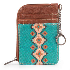 WG2203-W005 2023 Fall New Wrangler Aztec Southwestern Art Print Mini Zip Card Case