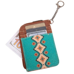 WG2203-W005 2023 Fall New Wrangler Aztec Southwestern Art Print Mini Zip Card Case