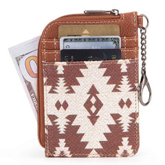 WG2203-W005 2023 Fall New Wrangler Aztec Southwestern Art Print Mini Zip Card Case